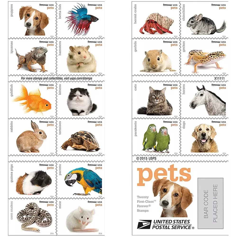 2016 Pets Forever Stamps – First-Class Stamps Booklets