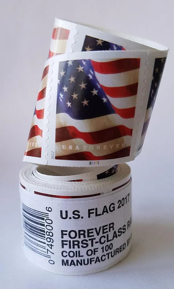 2017 U.S. Flag Forever Stamps – 100 Pcs Coil Roll (Self-Adhesive)