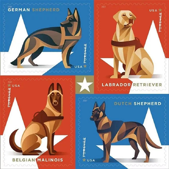 2019 Military Working Dogs Forever Stamps-Sheet