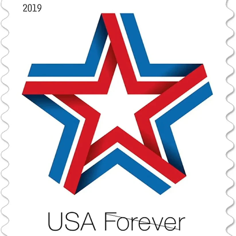 2019 Patriotic Star Forever Stamp – USA Red White Blue Design Sheet