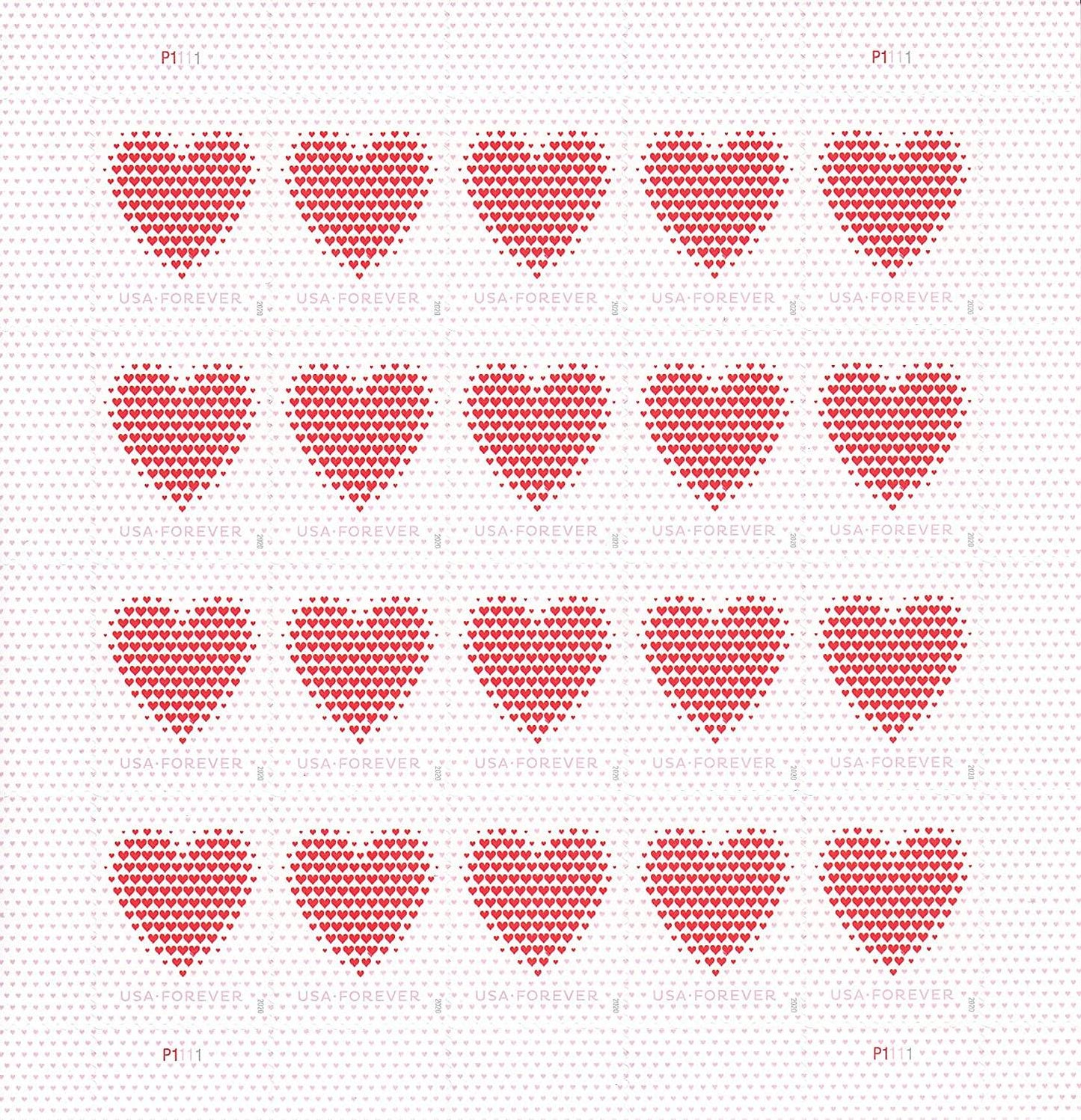 2020 Made of Hearts Forever Stamps | First-Class Wedding Stamps Sheet