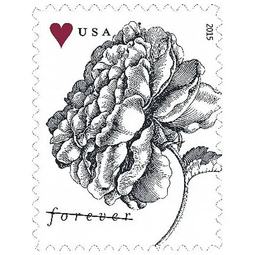 2015 Love Forever Stamp – Engraved Flower Illustration | First-Class Postage Sheet