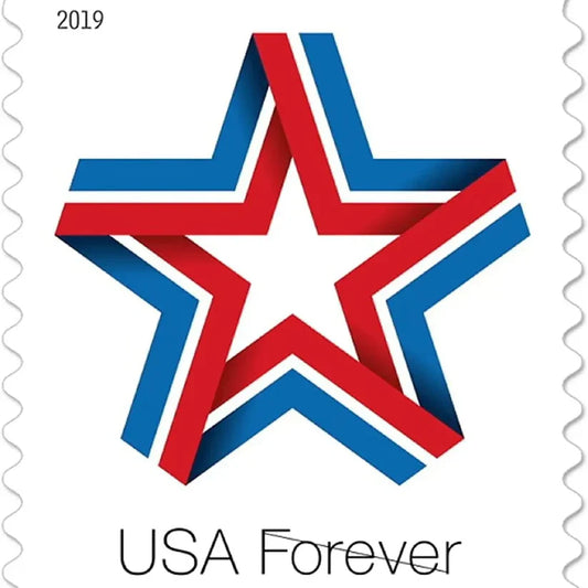 2019 Patriotic Star Forever Stamp – USA Red White Blue Design Sheet