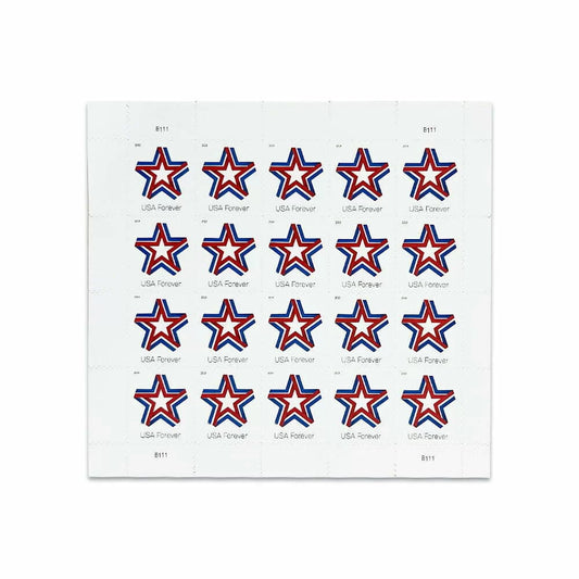 2019 Patriotic Star Forever Stamp – USA Red White Blue Design Sheet