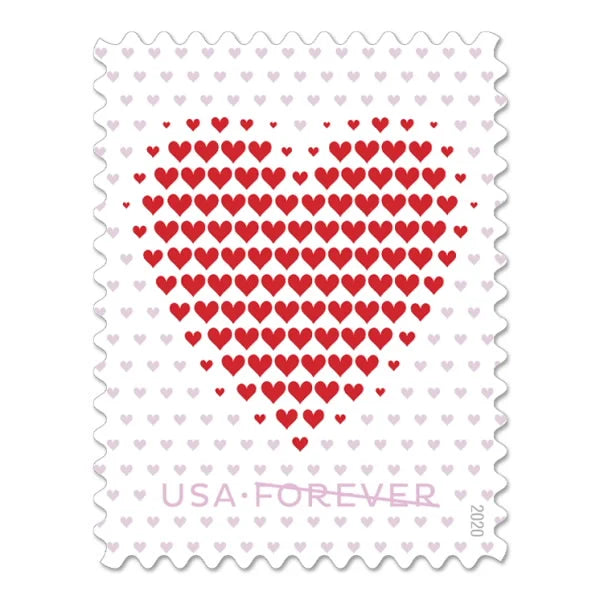 2020 Made of Hearts Forever Stamps | First-Class Wedding Stamps Sheet