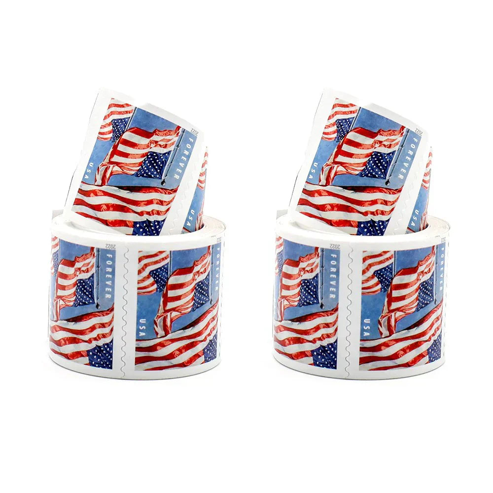 2022 U.S. Flag Forever Stamps – 100 Pcs Coil Roll (Self-Adhesive)